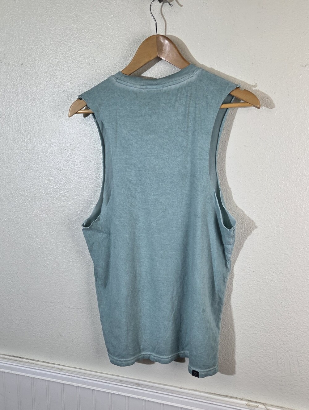 Vans Off The Wall Muscle Tank Top S Mint Blue Sleeveless Graphic Cotton Tee - Picture 4 of 8